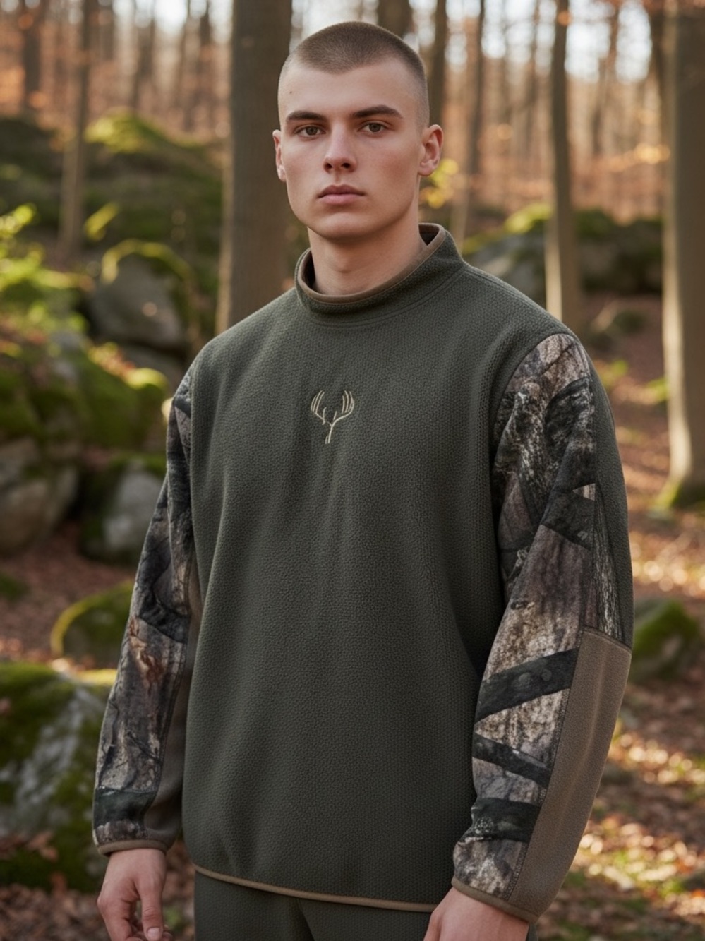 Legendary Whitetails Men Outfitter Crew Fleece Sweatshirt SZ L EUC Gorpcore Deer